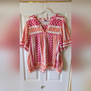 Old Navy XL Tall  Pink and Orange Patterned Blouse